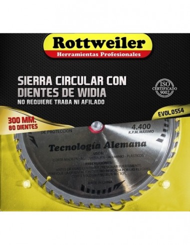 Sierra   Circular  300 Mm  X   80  Dientes  D. Wi. " Rottweiler "