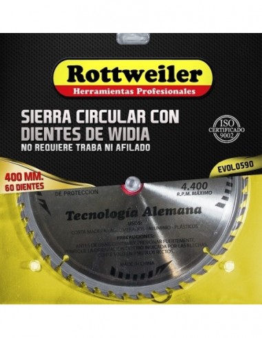 Sierra   Circular  400 Mm  X    60  Dientes  D. Wi. " Rottweiler "