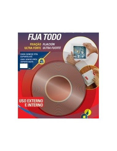 Cinta Doble  Faz  * Fija Todo   Acrilica    Exter - Interior    19 Mm .*   2 Mt.        * Tekbond    * Marron