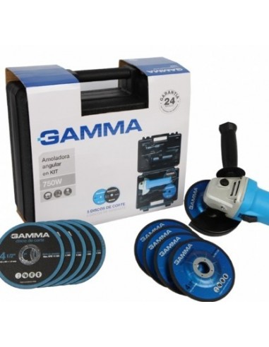 Amoladora    Angular    4 1/2"   750 W     " Gamma "       Kit Maletin -   11000 Rpm 