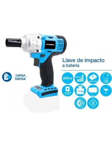 Llave   De    Impacto  1/2"  Inalambrica * Ion Litio    Brushless  380 Nm " Gamma " No Incluye Bat Y Cargador