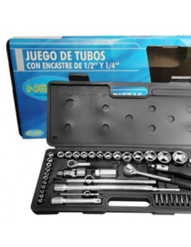 Bocallave  Tubos En Juego C/encastre De 1/2" X 52 Pzs. " Neon - Bison Bb-5322 "