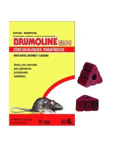 Raticida   " Brumoline  Bloc "   Blister    60 Grs  ( 5 * 12 Gr )