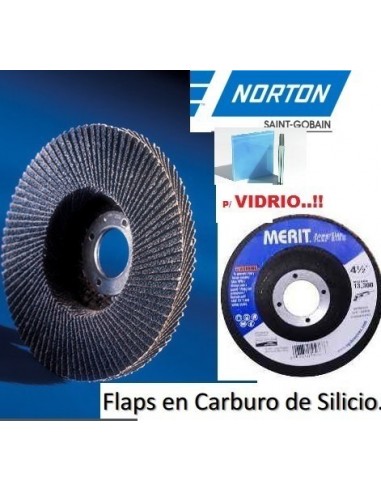 Discos  Flap  4,5"   Gr 180   * Merit -  Vidrio - Marmol    "norton"  Carburo De Silicio