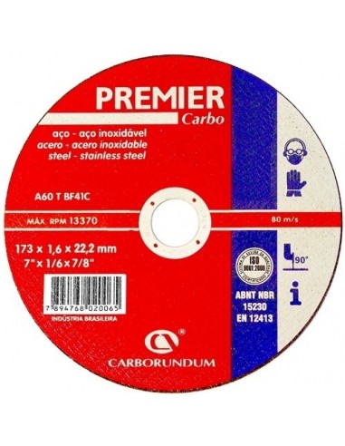 Discos De Corte  " Premier Carbo "   Fino  7"     *  1,6 Mm  C/p " Carborundum "