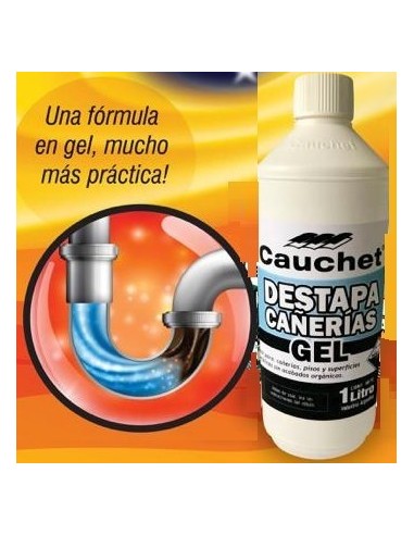 Destapa    Cañerias    Gel   " Cauchet "   Bot  *   1 Ltr - Más Espeso, Arrastra La Suciedad