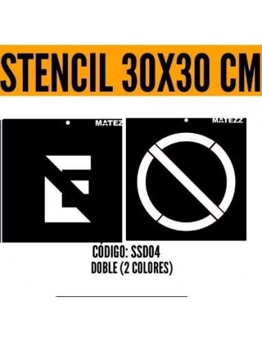 Stencils   Figura :  *  Prohibido  Estacionar  * Kit  2 Colores    30 * 30 Cm        * Matezz 