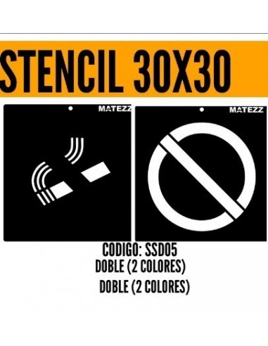 Stencils   Figura :  *  Prohibido  Fumar   * Kit  2 Colores    30 * 30 Cm        * Matezz 