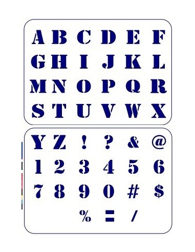 Stencils   Juego   Numeros + Letras     1 Cm      * Matezz  ( 2 Plantillas )