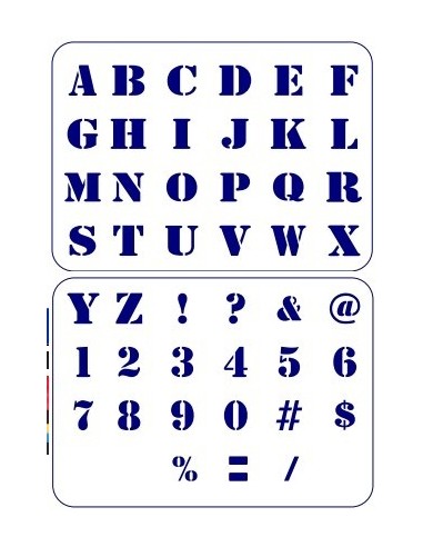 Stencils   Juego   Numeros + Letras     2 Cm      * Matezz  ( 2 Plantillas )