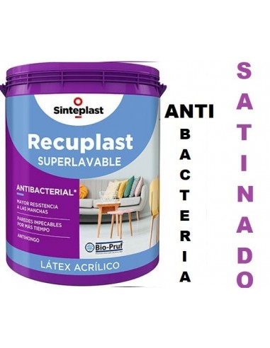 Latex   Clase " A + "      Superlavable  Satin " Biopruf "     1 Lts  " Recuplast "     * Sinteplast  * Blanco