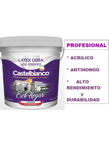 Latex   Clase  "  C "   Exterior -  Interior     "  Obra  Prof. "     1 Lts    "  Castelbianco "   -  * Blanco   