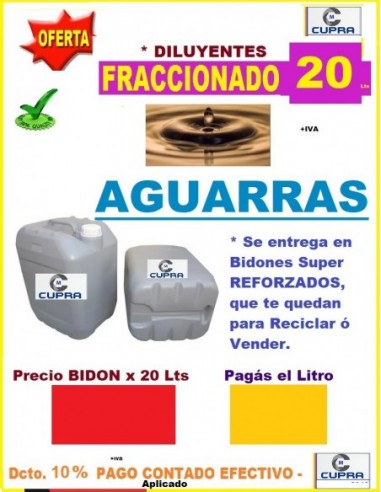 Diluyente   Thinner    Standard                 20  Lts   * Cupra     Bidon     "  P/ Esm Sintetico Y Barniz "  