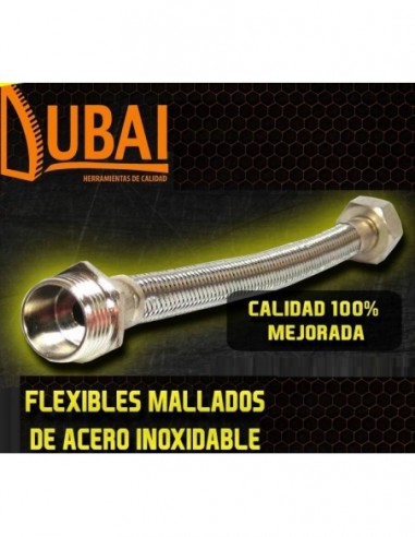 Flexible  Mallado  Metalico  C/ Conexiones  1/2 * 30 Cm.   " Dubai " 