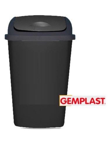 Cesto  De  Residuos   50  Lts  53 * 57 * 65   Negro  Tapa  Vaiven  " Gemplast "