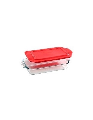 Fuente Rectangular Deep Con Tapa Roja - 1,9 L  Rectangular  " Pyrex "  28,1 Cm × 18 Cm × 4,3 Cm 