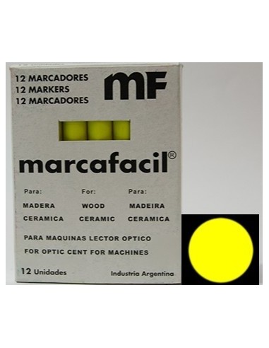 Marcador De Cera  - Crayon -   Amarillo  Fluor     Caja X 12 Unid.  " Marca Facil "