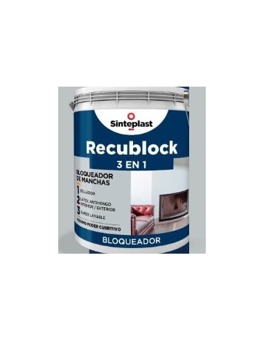 Anti-humedad    Latex  3 En 1  " Recublock "   4 Lts - Latex, Bloq. De Manchas, Sellador  " Sinteplast "