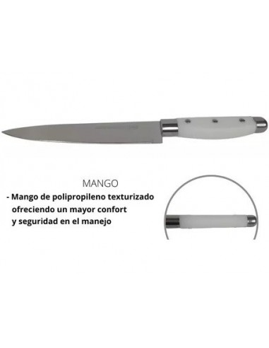 Cuchillo   Mango   Blanco      8"  - 20     Cm    " Stainless Steel       Simil Tramontina " 