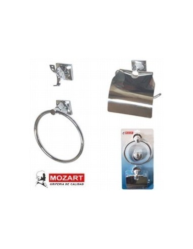 Accesorios  De  Baño      Kit  3 Piezas  Toallero + Portarollo + Percha  Acero  " Mozart "