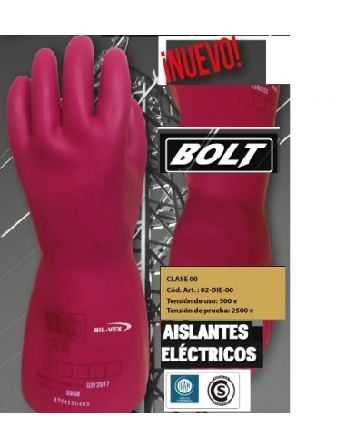 Guantes    Dielectricos   " Bolt " Bil Bex " Clase 00    2500 W  Talle 10    Iram 3664 - Caucho Vulcanizado