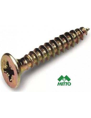 Tornillo  " Fix  -  Mitto "    4      X    30  ( 2,8 Mm)  Dorado   Caja  200   Unid    P/ Madera 