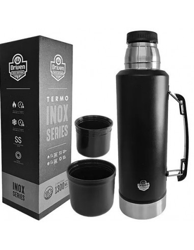 Termo  De  Acero  1,3 Lts   24 Hs  Ac Inox     Negro  * Driven®  360°  