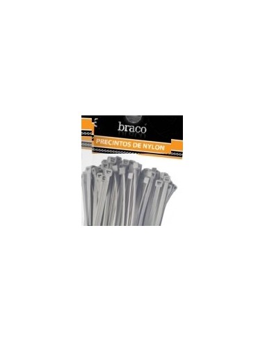 Precinto Nylon    " Gris "   380 X 4,8 Mm  * 100 Unidades  " Braco "  -  P/ Tazas De Vehiculos