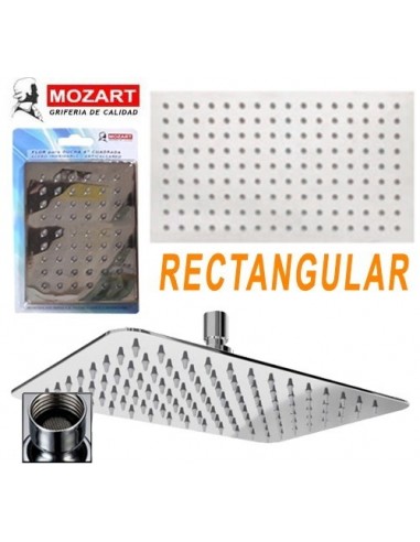 Ducha  Acero  Inoxidable    Rectangular  6" * 10"   " Mozart "   ( 24 * 14,4 Cm )