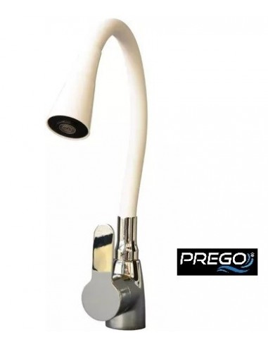 Canilla  Monocomando   Pico Flexible Goma * Blanca      Cocina / Mesada   " Prego " * Cierre Ceramico