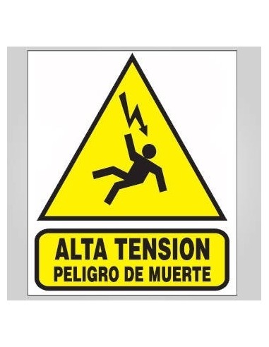 Cartel    " Alta  Tension Peligro De  Muerte "  400 * 45o Mm       - Amarillo Negro