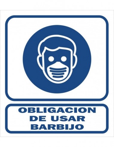 Cartel    " Obligacion  De  Usar  Barbijo "  400 * 45o Mm       - Azul