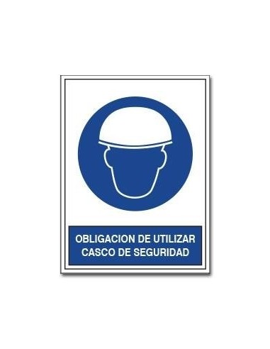 Cartel    " Obligacion  De  Usar  Casco  De  Seguridad "  400 * 45o Mm       - Azul