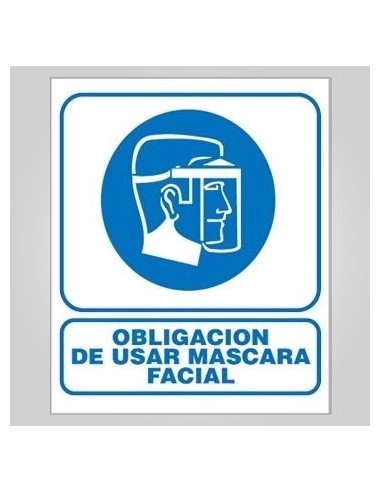 Cartel    " Obligacion  De  Usar  Mascara  Facial "  400 * 45o Mm       - Azul