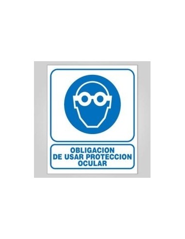 Cartel    " Obligacion  De  Usar  Proteccion  Ocular "  400 * 45o Mm       - Azul