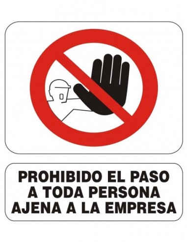 Cartel    " Proh. Entrada A Pers Ajena A La Empresa "  400 * 45o Mm       - Rojo - Negro