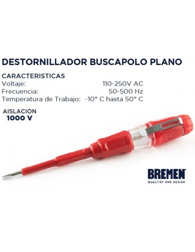 Destornillador     Buscapolo    14  Cm   1000 V  " Bremen "  110-250v Ac .fr50-500hz  