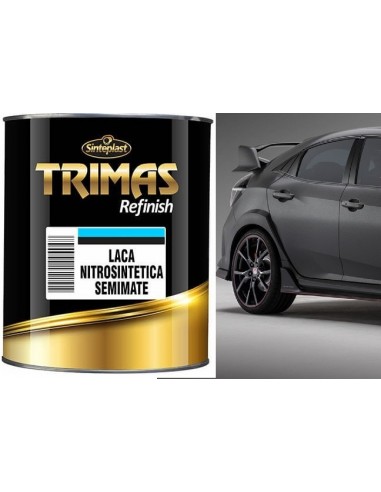 Laca Automotor  Nitros.  Negra    Semi Mate    1/2 Lts " Trimas "  Monocomponente, Rapido Secado    "sinteplast"