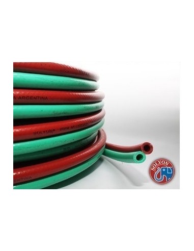 Manguera  Dual   " Soldadura "    Verde - Rojo 8 Mm  X 50  Mts  " Acet Y Oxig "    " Solyon " 