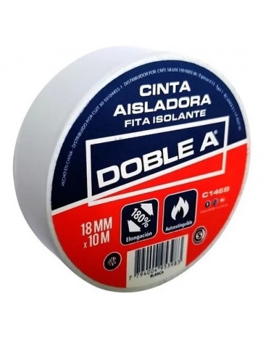 Cinta  Aisladora      10  Mts.    Blanca    " Doble A  " * Fita Isolante