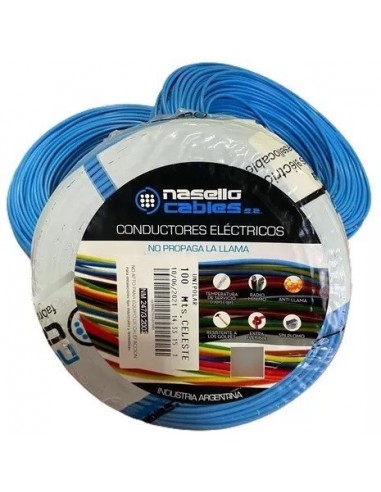 Cable  Unipolar  * Bobina  Precio * Mts   1 *  4 Mm  Celeste  " Nasello  " (*bobina *300/400mts)  Iram-nm 247-3 – Iec 60227