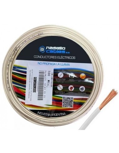 Cable  Unipolar  1 *  1.5 Mm  Blanco             100  Mts.  " Nasello "  Iram-nm 247-3 – Iec 60227-3 