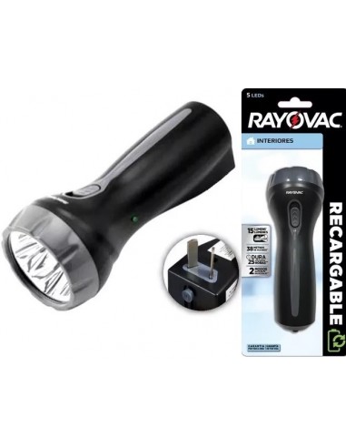 Linterna   Recargable     5 Led    "rayovac"    15 Lum - 25 Hs.  " Rayovac "  38 Mts De Alcance  Xxx