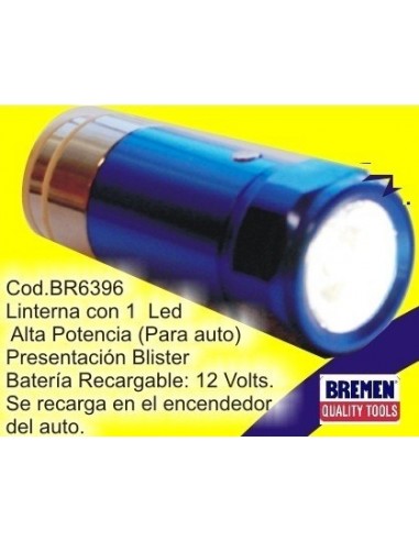 Linterna  Bremen   1 Led   12v  Recargable  Para Auto