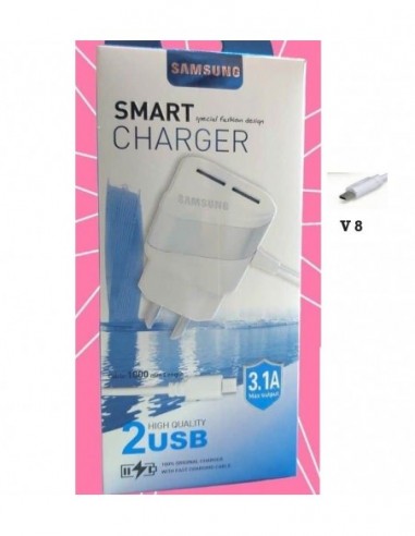 Cargador    Para   Celular C/ Cable   * V8  + 2 Toma Usb   * Samsung 