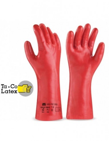 Guante  Pvc   Rojo   Largo  40 Cm          " Tacolatex "    Iind.  Arg.