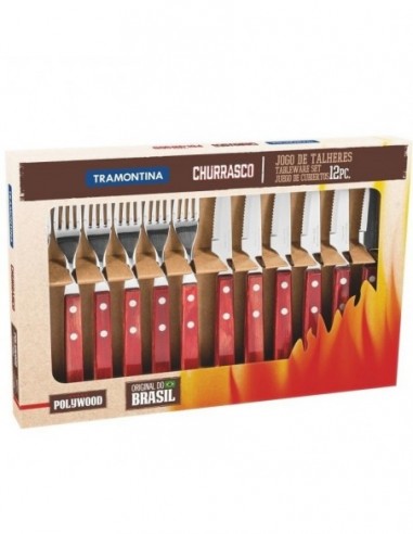 Cuchillo   Jgo.   6 Cuchillos  Y  6 Tenedores    * Churrasco " Tramontina "    Polywood