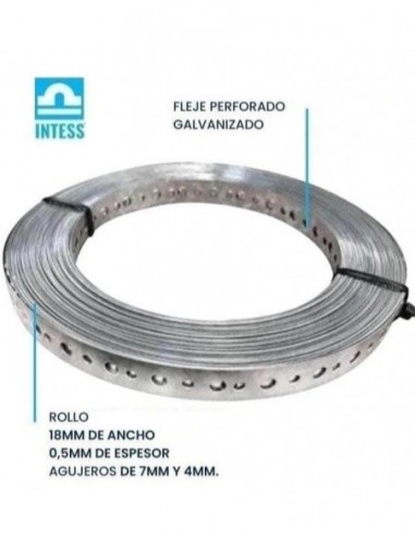 Fleje   Perforado   Galvanizado   *  10 Mts    * Intess  - Ancho 18mm , Esp 0,5 Mm Aguj De 4 7 Mm