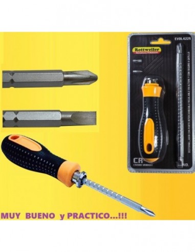 Destornillador    Doble  Punta  6  X  18    Plano / Phillips    " Rottweiler "  Cr V  - Germany