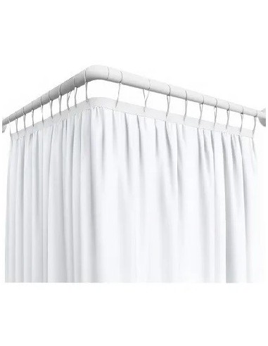Caño  Para  Cortina  De  Baño  Curvo  De  0,75  *   0,75  Mts  Con Soportes - Blanco   " Decor "